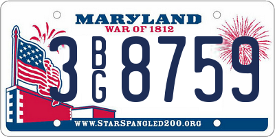MD license plate 3BG8759