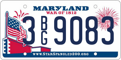 MD license plate 3BG9083