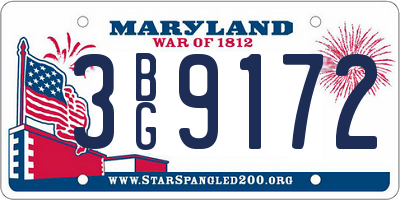 MD license plate 3BG9172