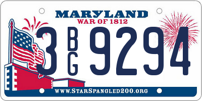 MD license plate 3BG9294