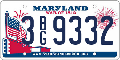 MD license plate 3BG9332