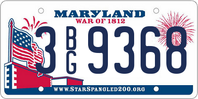 MD license plate 3BG9368