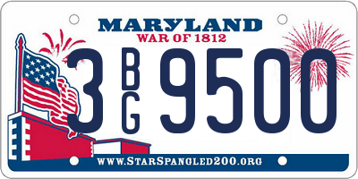 MD license plate 3BG9500