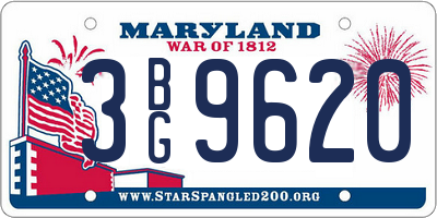 MD license plate 3BG9620