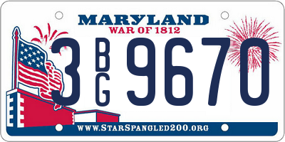 MD license plate 3BG9670