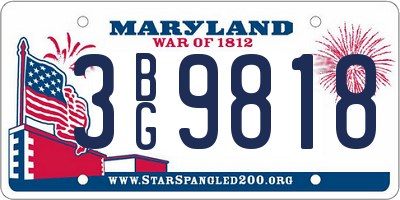 MD license plate 3BG9818