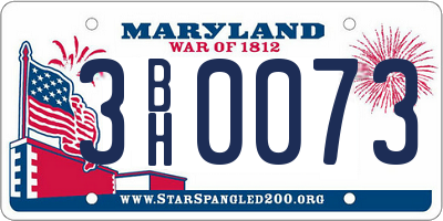 MD license plate 3BH0073