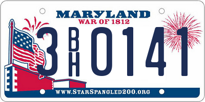 MD license plate 3BH0141