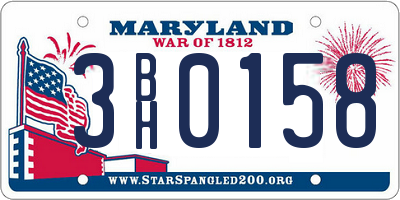 MD license plate 3BH0158