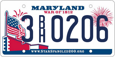 MD license plate 3BH0206