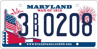 MD license plate 3BH0208