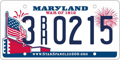 MD license plate 3BH0215