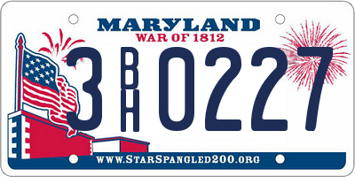 MD license plate 3BH0227