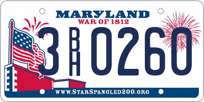MD license plate 3BH0260