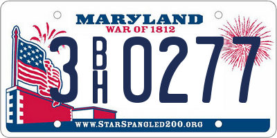 MD license plate 3BH0277