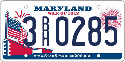 MD license plate 3BH0285