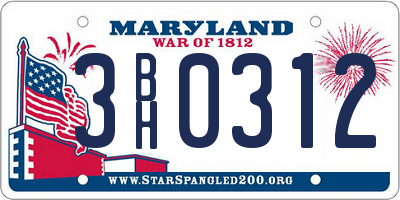 MD license plate 3BH0312