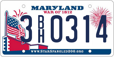 MD license plate 3BH0314