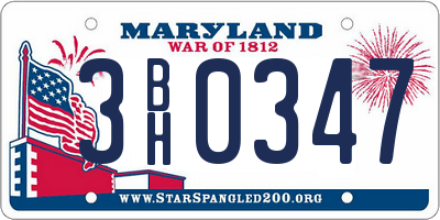 MD license plate 3BH0347