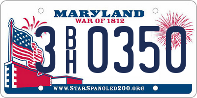 MD license plate 3BH0350