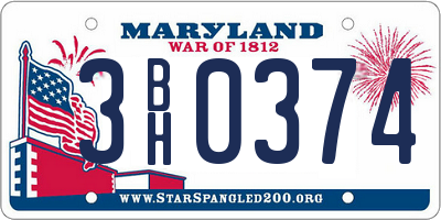 MD license plate 3BH0374