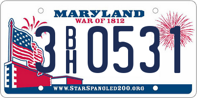 MD license plate 3BH0531