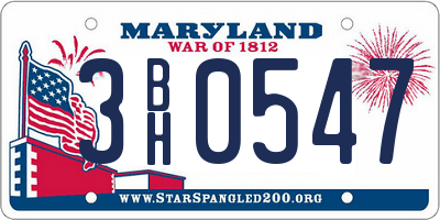 MD license plate 3BH0547