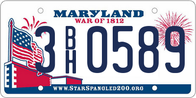 MD license plate 3BH0589