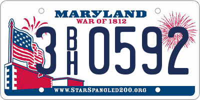 MD license plate 3BH0592