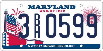 MD license plate 3BH0599