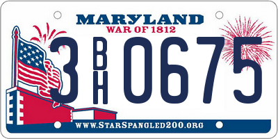 MD license plate 3BH0675