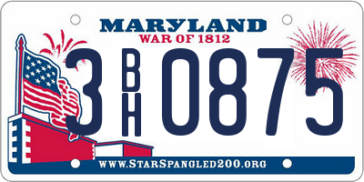 MD license plate 3BH0875