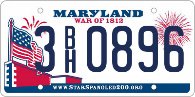 MD license plate 3BH0896