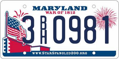 MD license plate 3BH0981