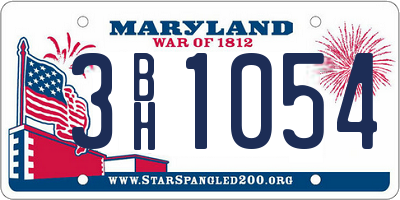 MD license plate 3BH1054