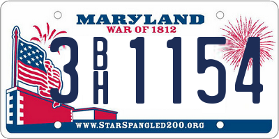 MD license plate 3BH1154