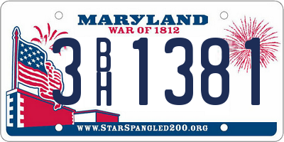 MD license plate 3BH1381