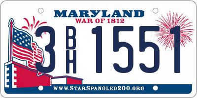 MD license plate 3BH1551