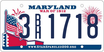 MD license plate 3BH1718