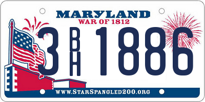 MD license plate 3BH1886