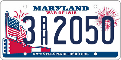 MD license plate 3BH2050