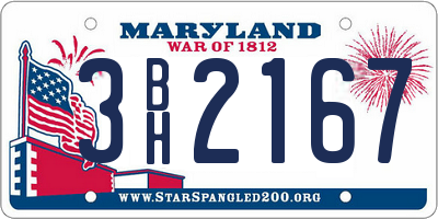 MD license plate 3BH2167