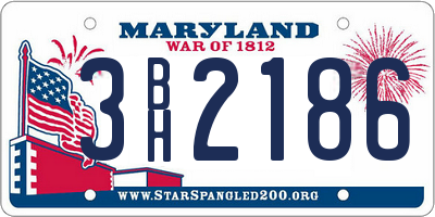 MD license plate 3BH2186