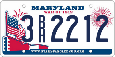 MD license plate 3BH2212