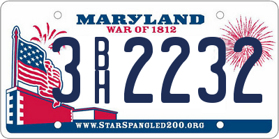 MD license plate 3BH2232