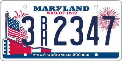 MD license plate 3BH2347