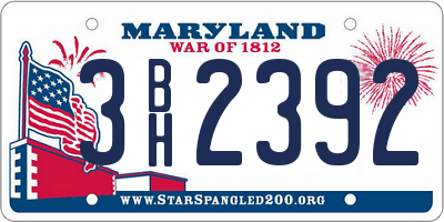 MD license plate 3BH2392