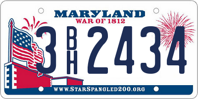 MD license plate 3BH2434
