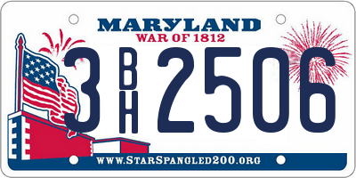 MD license plate 3BH2506