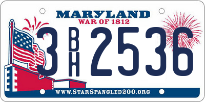 MD license plate 3BH2536